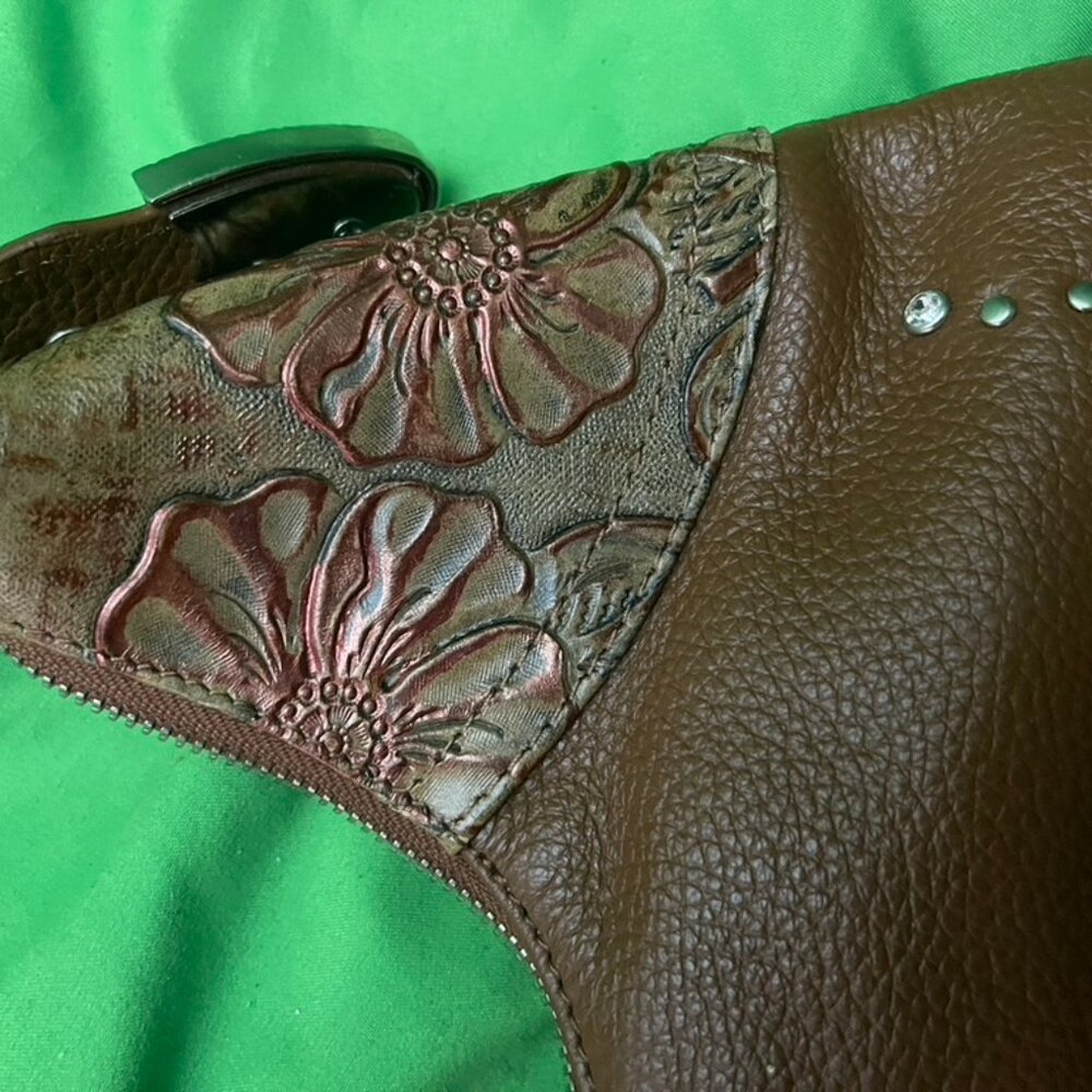 Vintage 80's Charm & Luck Metallic Shoulder Bag With Rhinestone Western Buckles - Picture 7 of 10